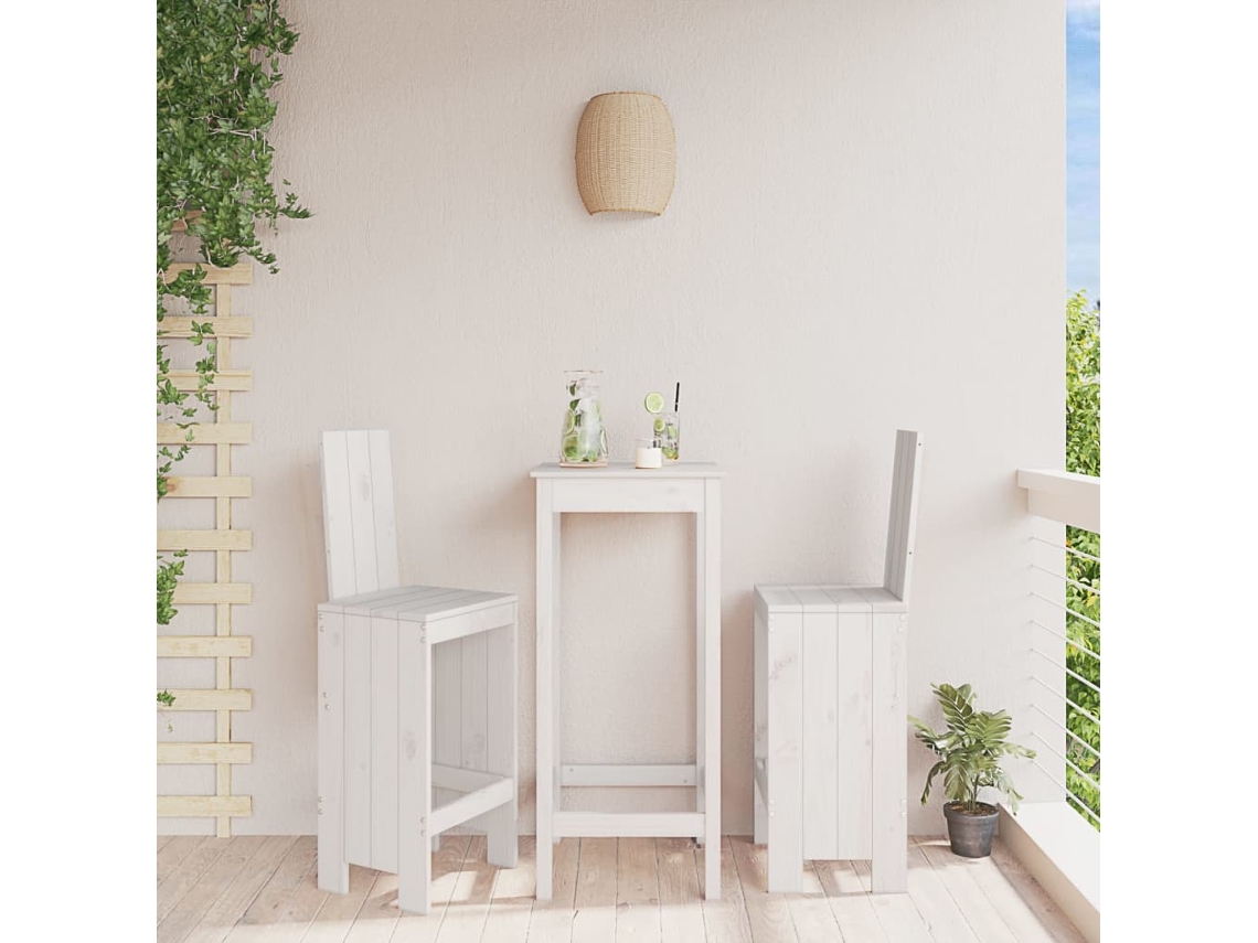 Vidaxl Cadeiras De Bar 2 Pcs 40x42x120 Cm Pinho Maciço Branco