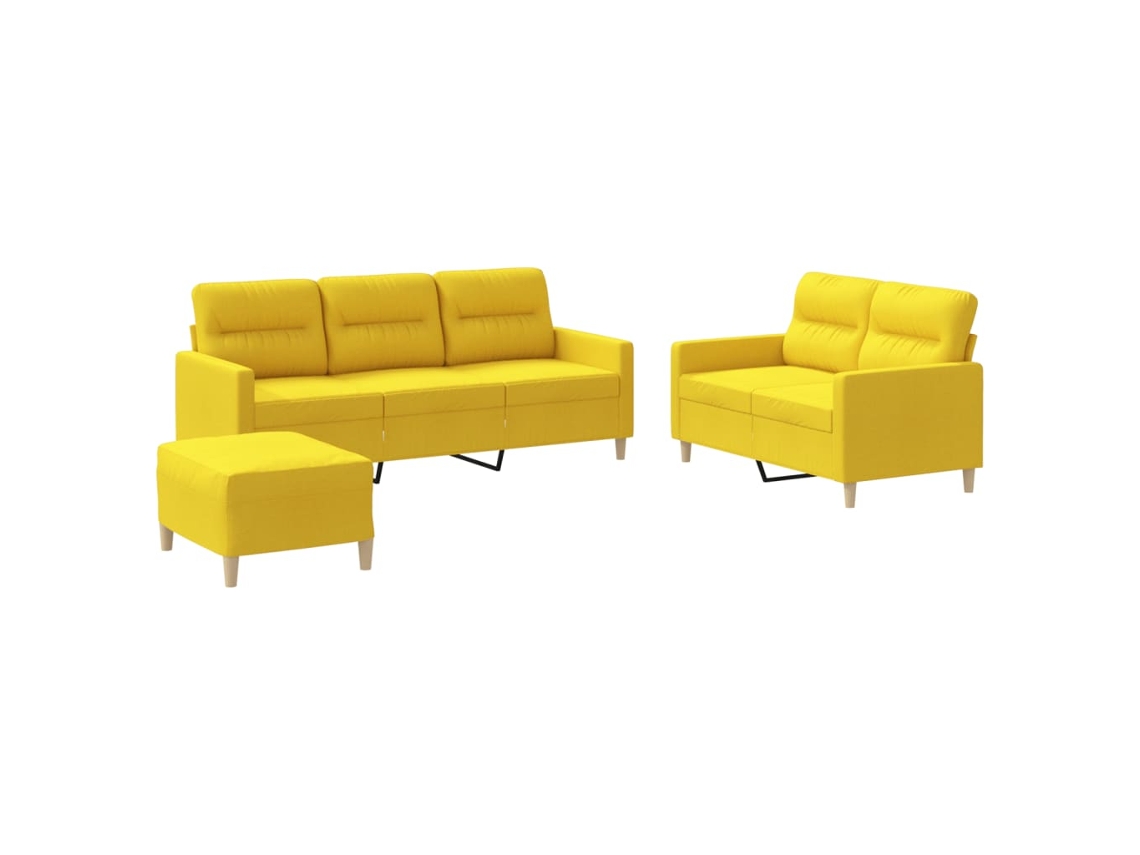 Conjunto de Sofás 3 Pcs Almofadões Tecido Amarelo Claro MAISON EXCLUSIVE