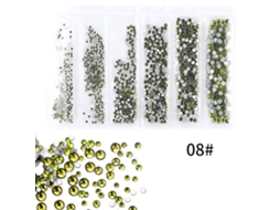 6 Gradeados Strass Coloridos Para Artesanato De Unhas Decoração Diy Ferramentas De Manicure (08)