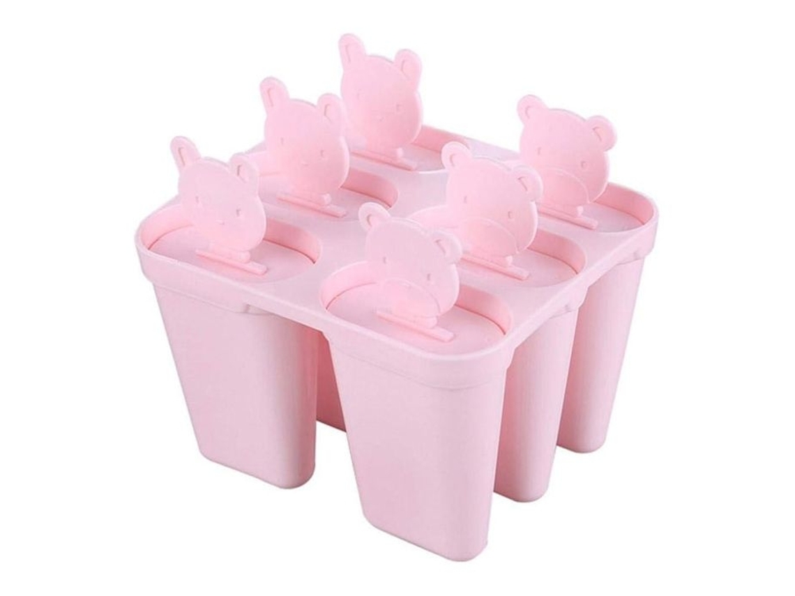 Forma De Sorvete Fofa Em Formato Urso, Com 6 Compartimentos, De Plástico, Para Fazer Sorvete Caseiro Nos Dias Quentes De Verão(rosa)