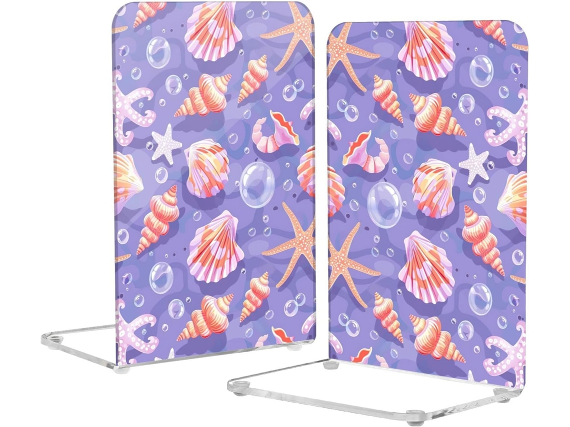 Suporte Para Livros Em Formato De Estrela Do Mar Concha Acrílico Roxo, Transparente, Com Almofadas Antiderrapantes