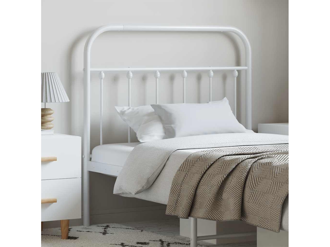 Vidaxl Cabeceira De Substituição 100 Cm Metal Branco