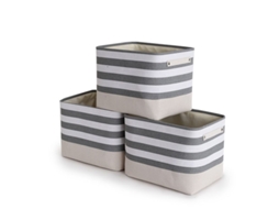 Cesta de almacenamiento de baño, tela de algodón, con asas, 3 piezas, grande, 40.9x19.8x30.9cm, S/MARCA