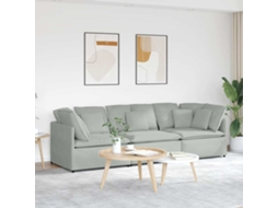 Vidaxl Sofá Modular Com Almofadas Veludo Cinzento-claro