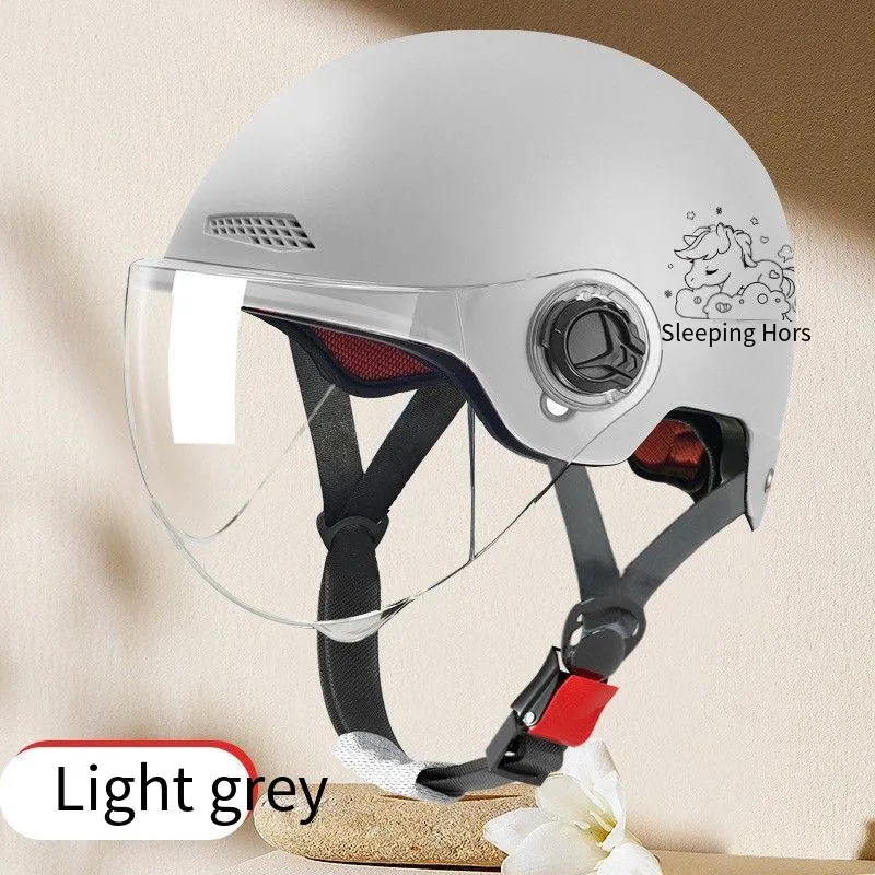 Capacete De Moto Elétrica - 28.5*25*21cm - Pônei Cinza