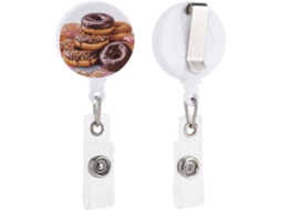 Porta-cartões retrátil com estampa de donuts e chocolates, porta-cartões divertido de enfermeira com clipe, porta-cartões