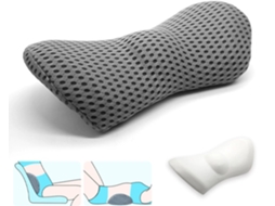 Almofada Lombar Ergonômica Em Espuma Viscoelástica, Cinza, Respirável, Para Cadeira De Escritório E Assento Carro, Alívio Da Dor Nas Costas