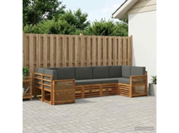 Vidaxl Conjunto De Sofá Sectional 6 Pcs Natural E Antracite
