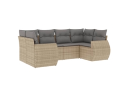 Conjunto de 6 Sofás P/ Jardim com Almofadões Vime Pe Bege MAISON EXCLUSIVE (80x200 cm)