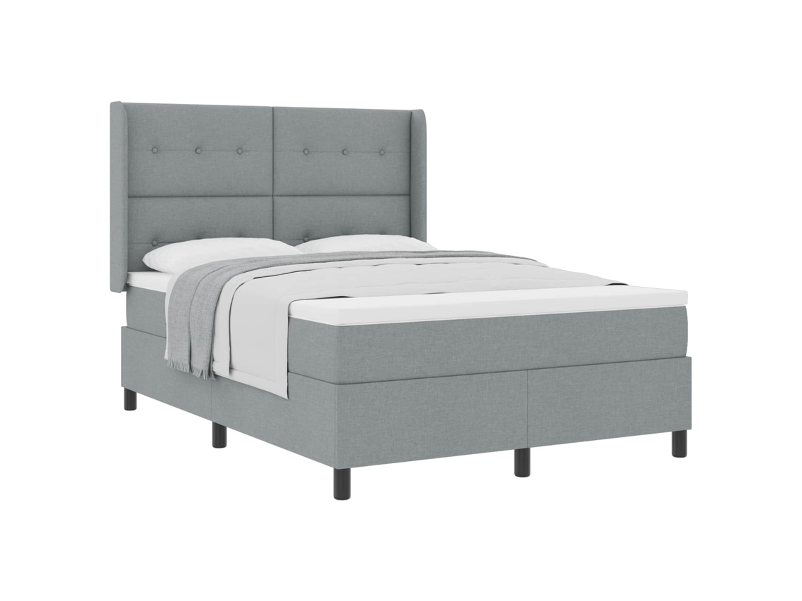 Conjunto 1 Cama Box Vidaxl Cinzento-claro Tecido (190 X 140 Cm)