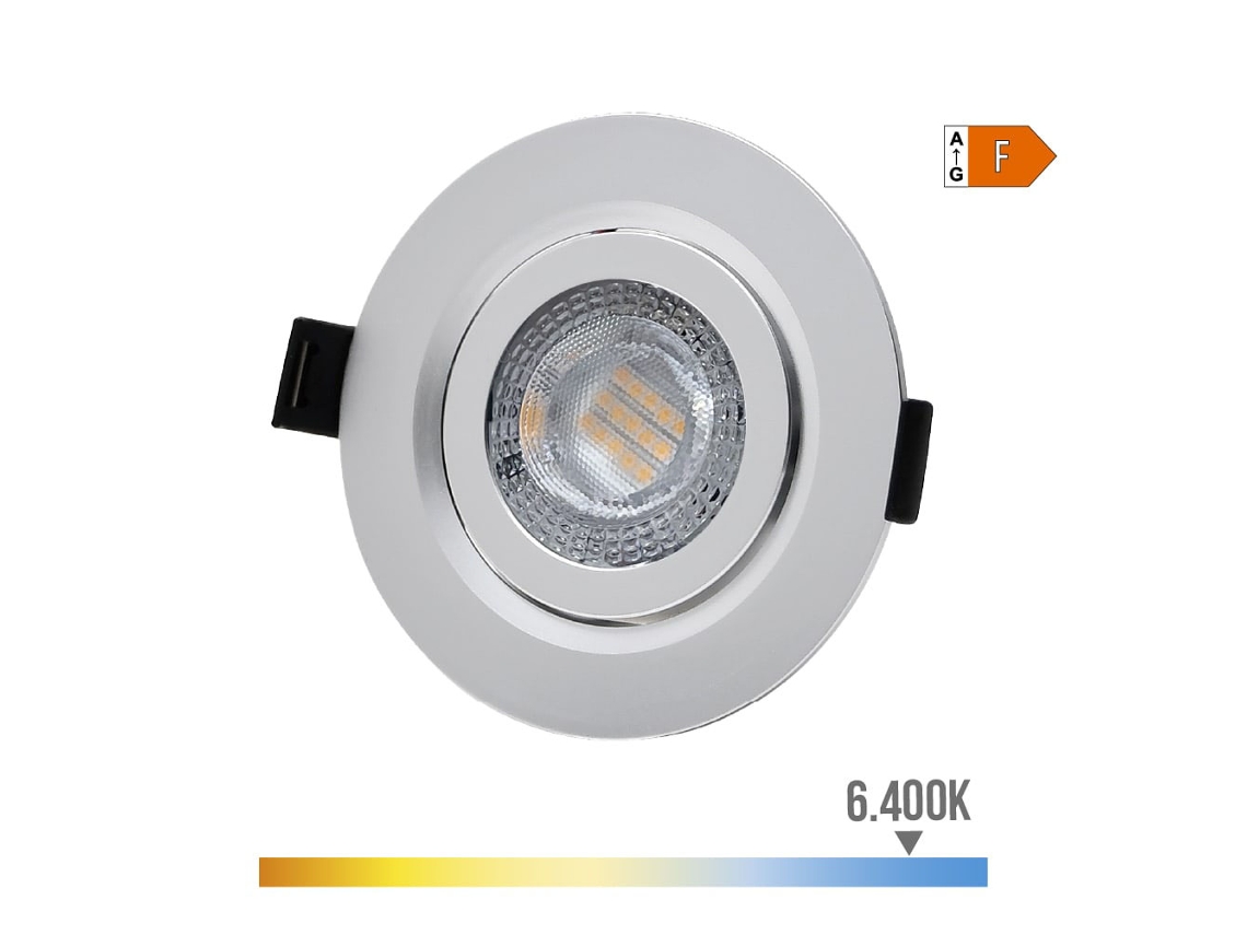Downlight Led Empotrar 9W 806Lm Ra80 6400K Redondo Color Cromo Ø9Cm EDM