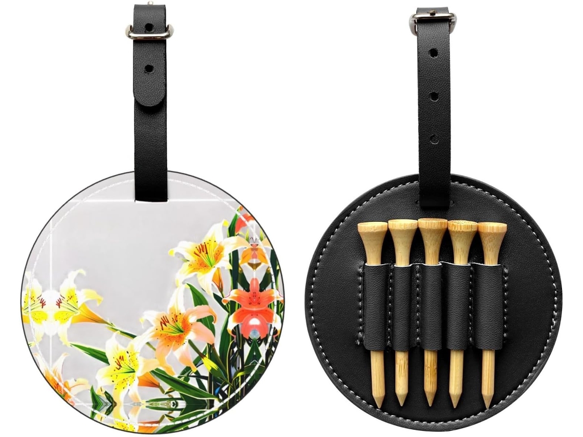 Bolsa para Tees de Golfe Bright Lilies, Preta Fácil de Transportar e Mais Eficiente para Jogar Golfe.