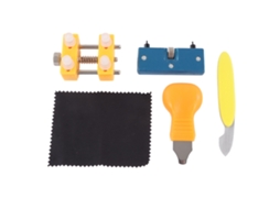 Kit De Ferramentas Para Reparação E Manutenção De Relógios Com Suporte, Ferramenta De Abertura, Faca De Palanca E Pano De Limpeza