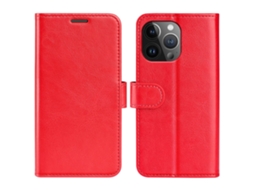 Capa Textura Louco Para Iphone 15 Pro Pele Sintética Vermelho