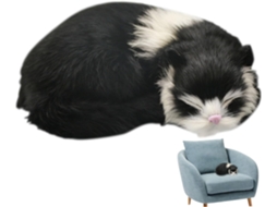 Gato Pelúcia realista dormindo, imitação de pele sintética Boneco.