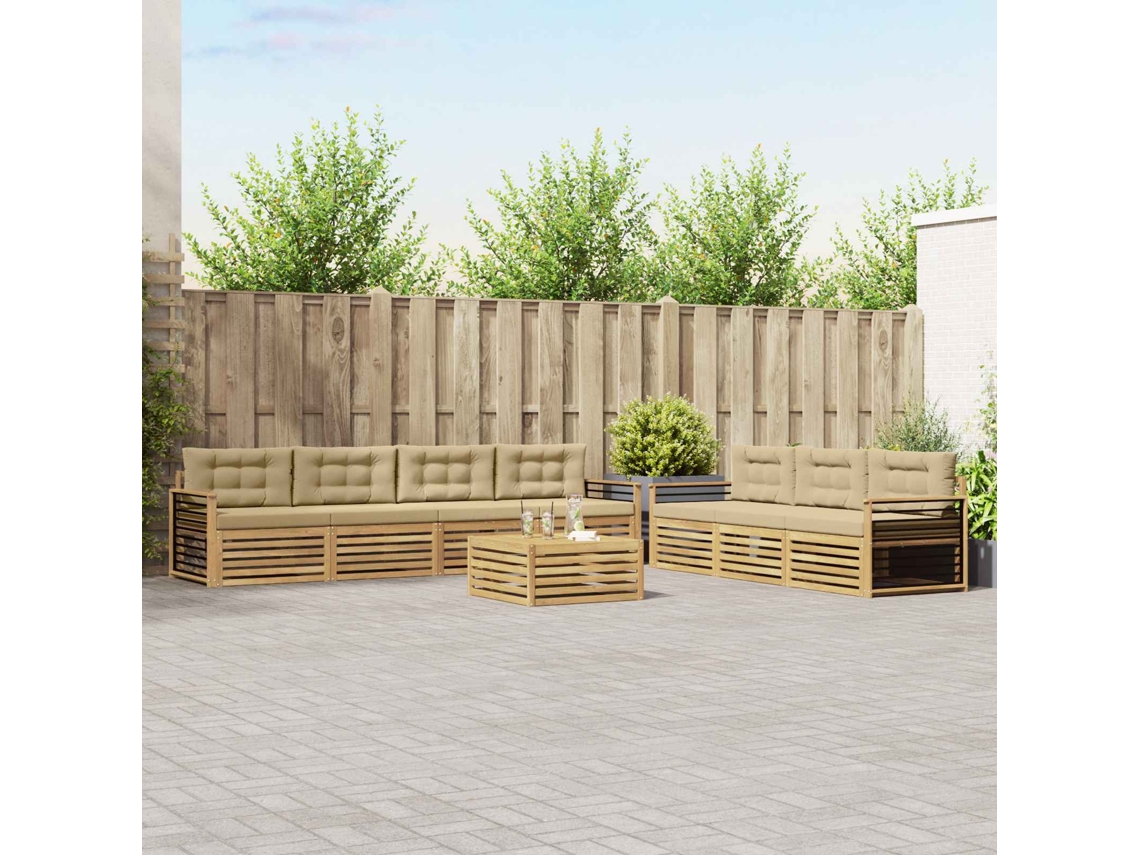 Vidaxl Conjunto De Sofás Para Exterior 8 Unid. Branco E Bege Poliéster