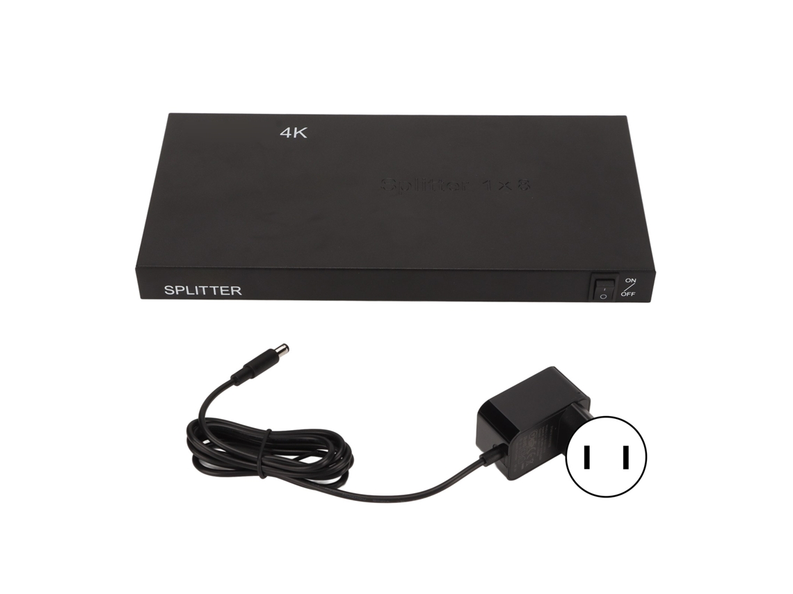 Aetheria divisor de Interface Multimídia Hd 1x8 4k Distribuidor de Som e Vídeo com Carregador Us Plug