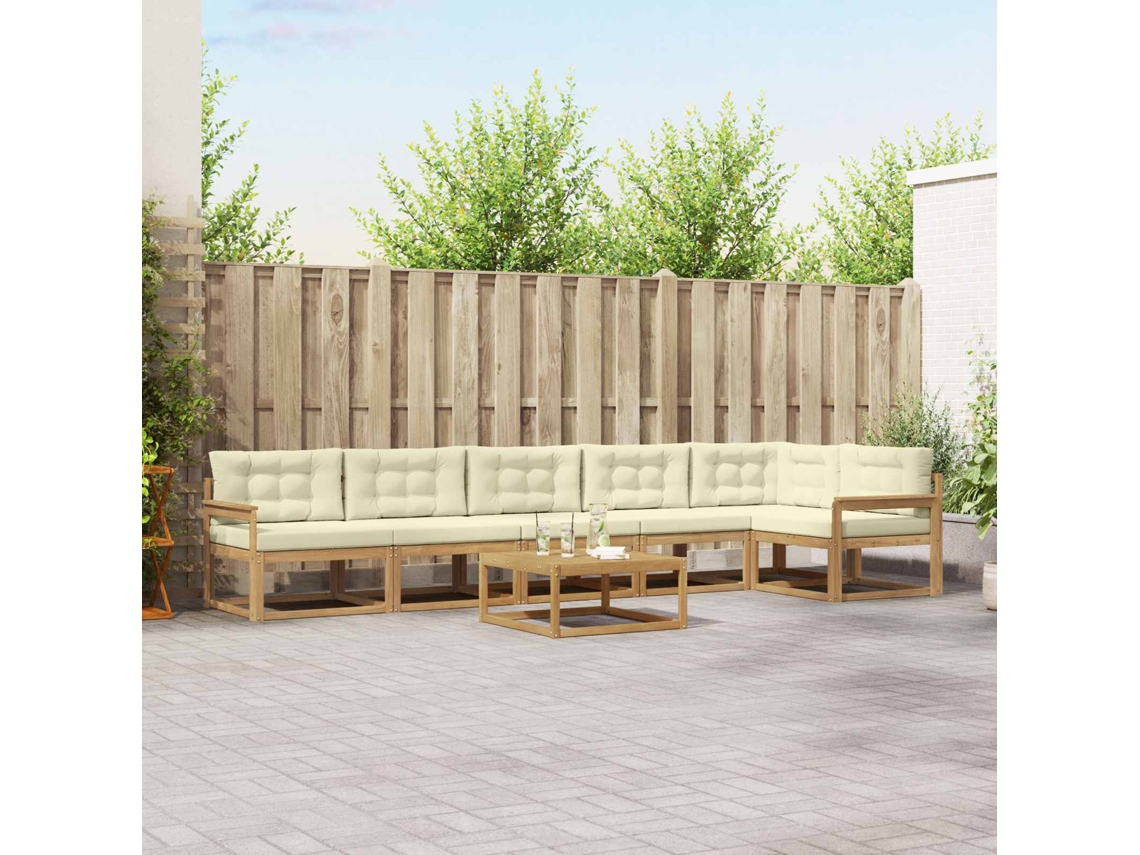 Vidaxl Conjunto De Sofás Para Exterior 7 Unid. Branco E Creme