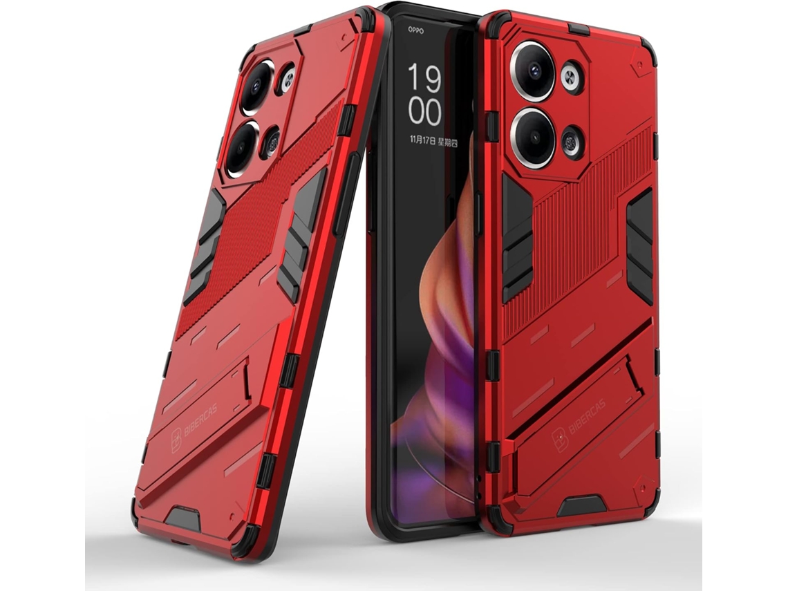 Capa Nível Militar Carro Protetora para Oppo Reno9/9 Pro HONGWE. Magnética Vermelho