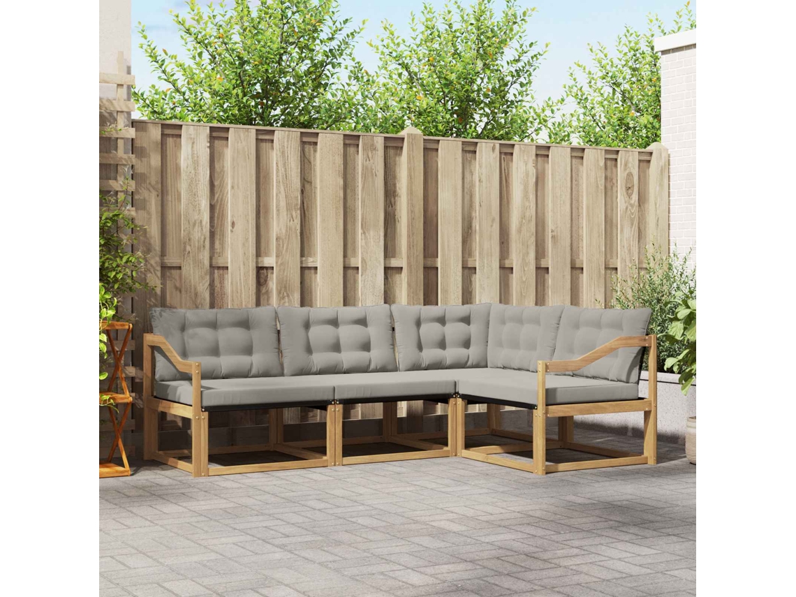 Vidaxl Conjunto De Sofás Para Exterior 4 Pcs Branco E Cinzento-claro