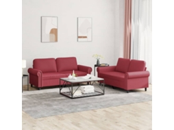 Vidaxl 2 Pcs Conjunto Sofás C/ Almofadões Couro Artif. Vermelho Tinto