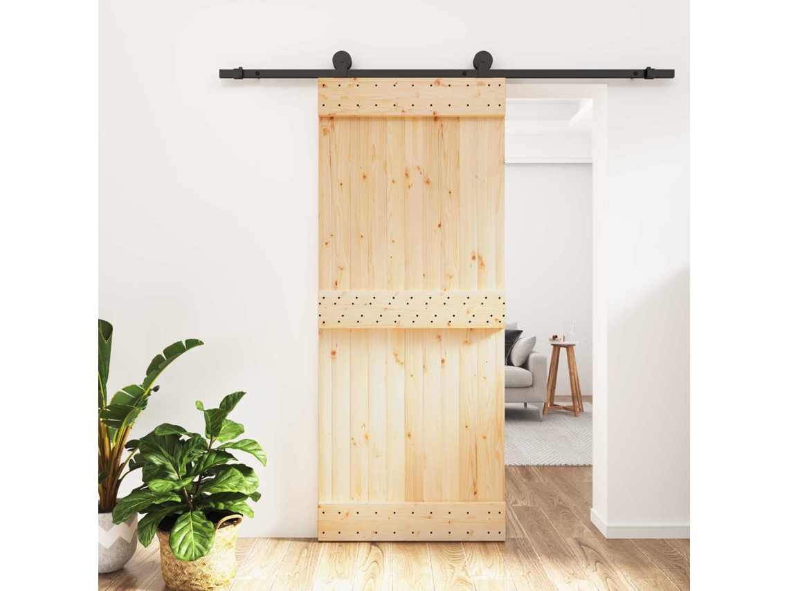 Vidaxl Porta Deslizante 85 X 210 Cm Natural E Preto
