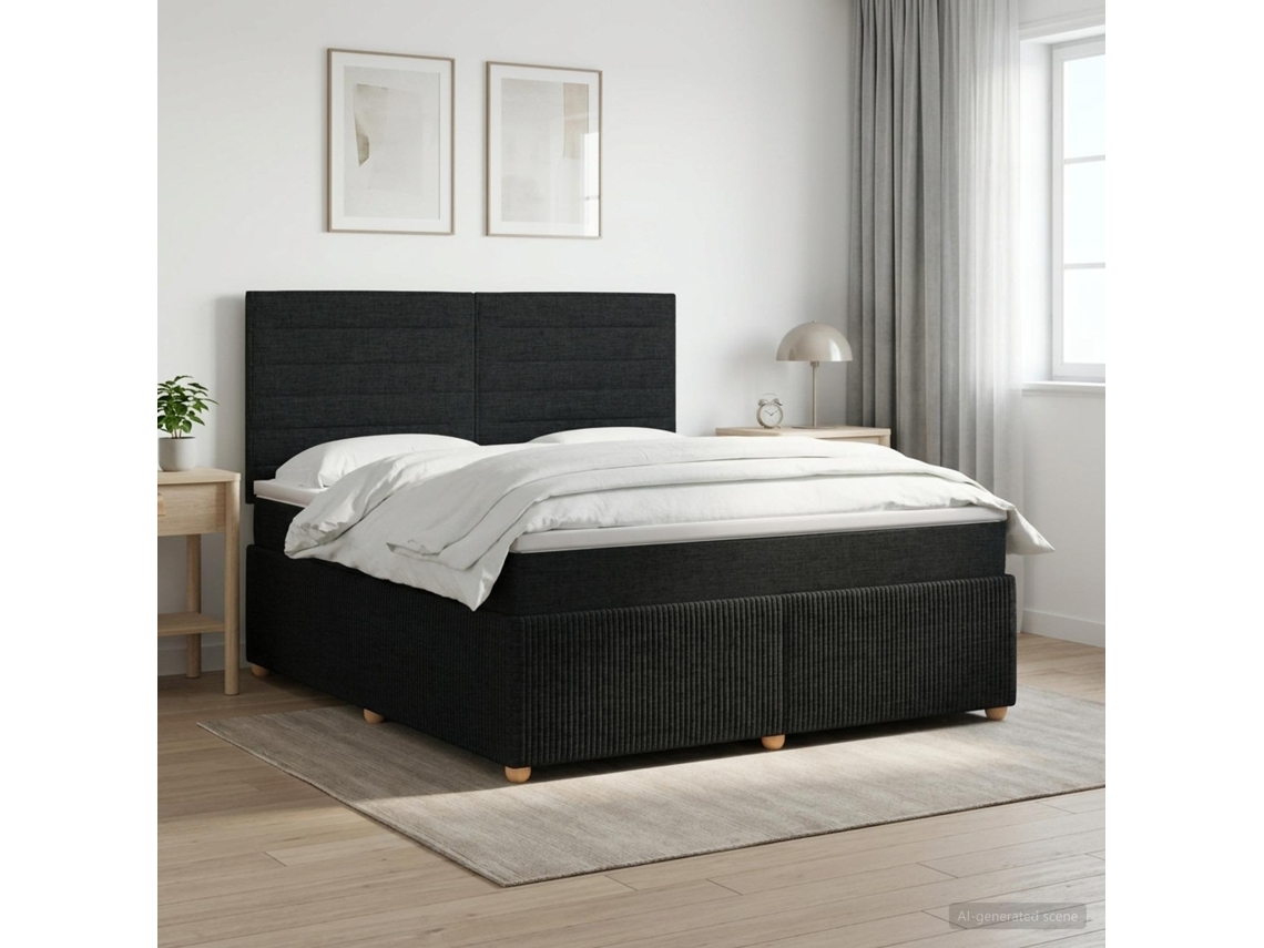 Vidaxl Cama Box Spring Com Colchão Preto 140 X 190 Cm Tecido