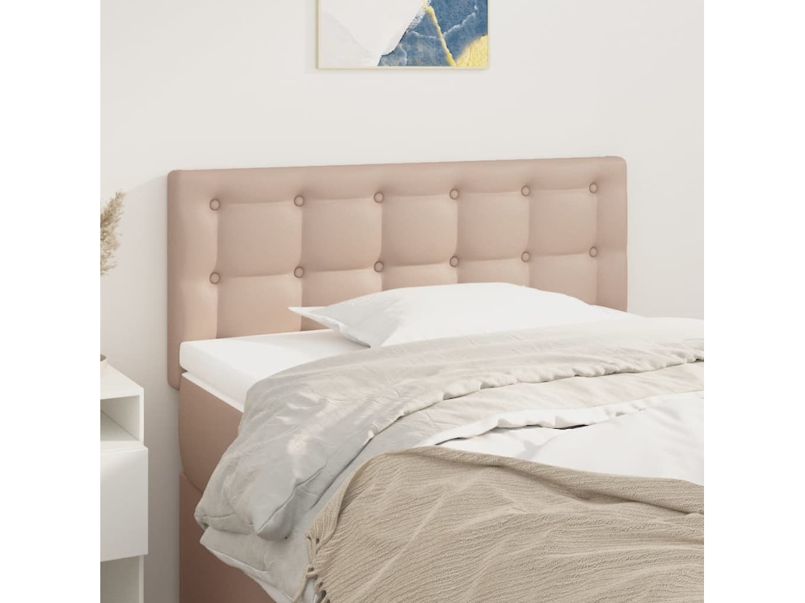 Vidaxl Cabeceira De Cama Couro Artificial 100x5x78/88 Cm Cappuccino