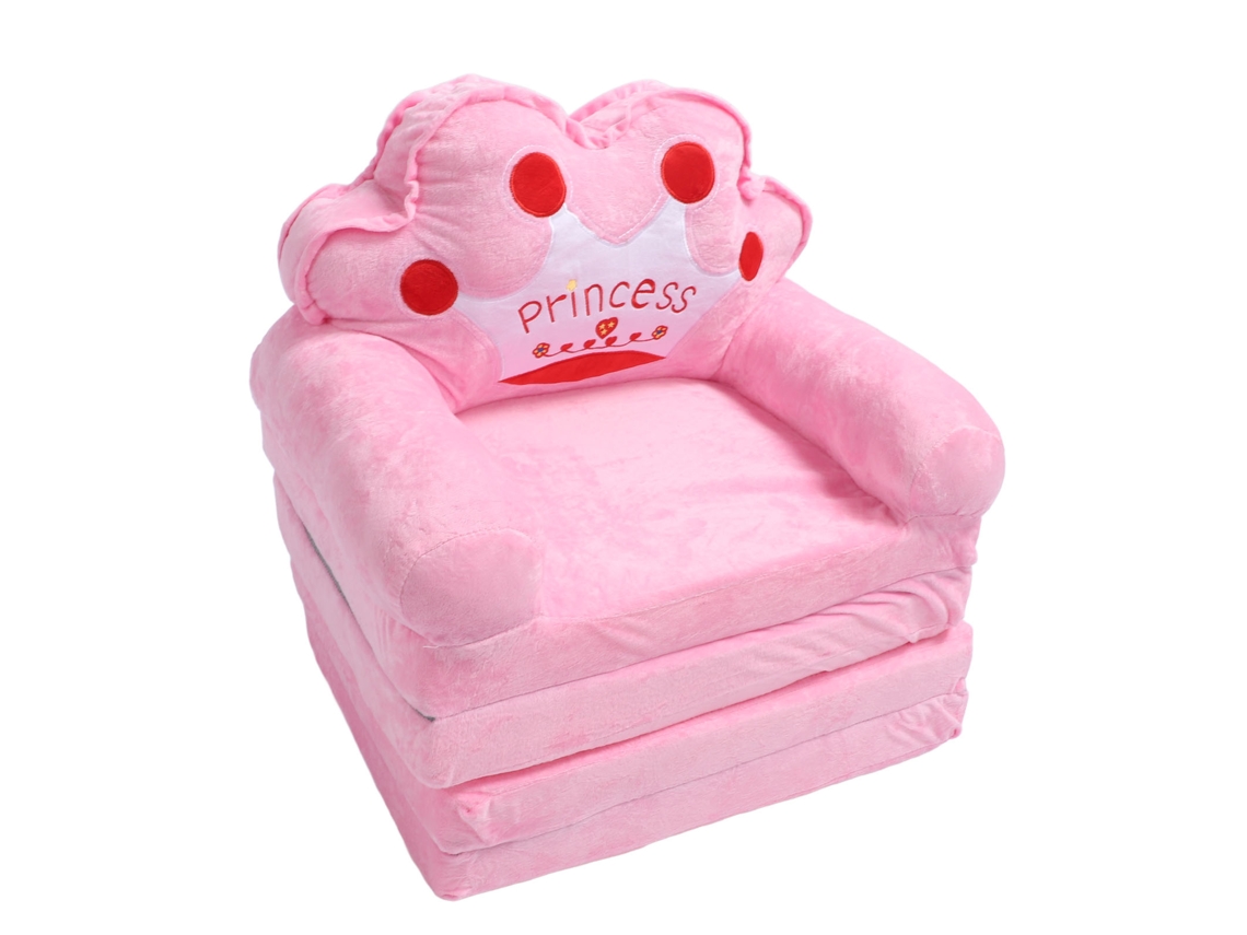 Cadeira Plegável para Crianças Meninas Rosa Princesa Tiara Sofa Cama para Dormir Brincar | S/MARCA