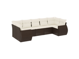 Maison Exclusive - 7 Pcs Conjunto De Sofás Jardim C/ Almofadões Vime Pe Castanho
