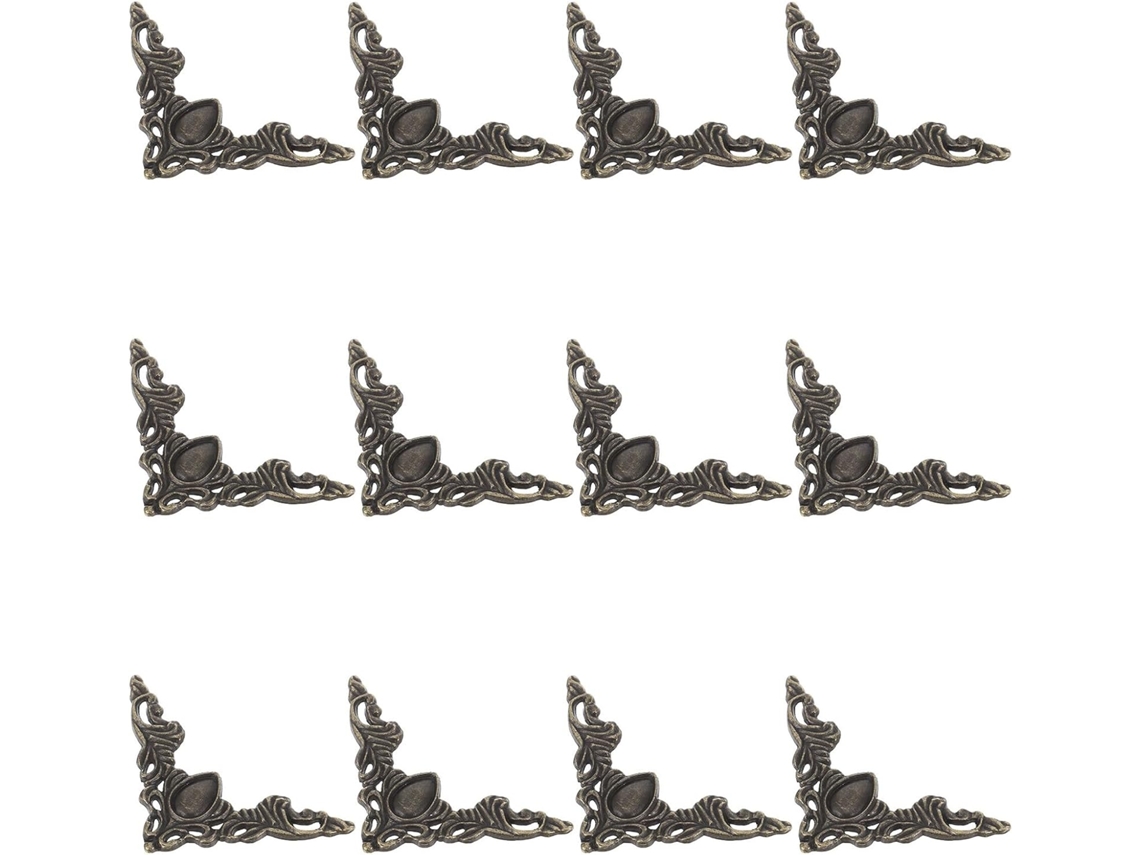 Conjunto De 12 Protetores Canto Metal Estilo Vintage, Design Versátil, Proteção Durável Para Móveis E Armários De