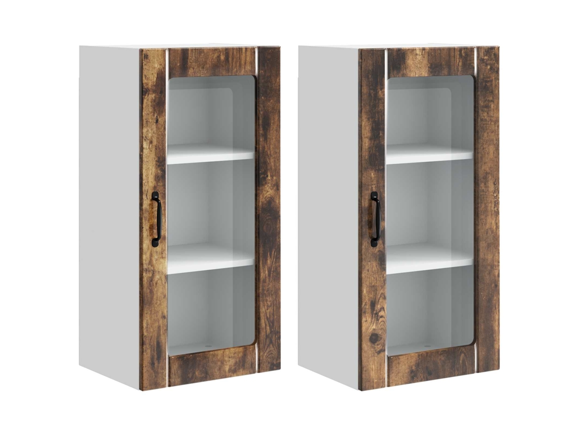 Conjunto de 2 Armários de Cozinha Carvalho Defumado 40x31x80 cm MAISON EXCLUSIVE