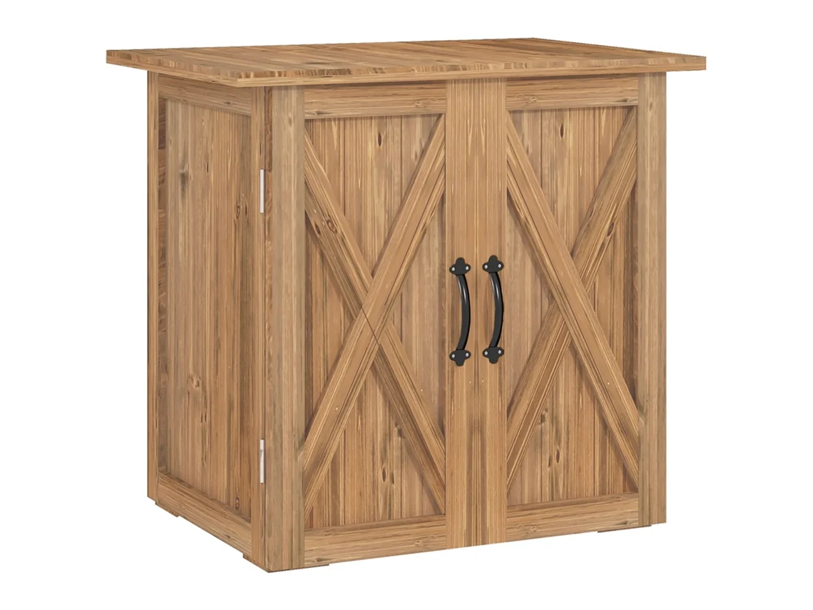 Armário de Jardim de Madeira com 2 Portas Magnéticas 77x55x72 cm Marrom S/MARCA