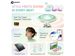Cyanpicun W5 Tws Fones Intra auriculares Clipe Orelha Bluetooth 5.4 Hifi Graves Mic Duplo Ia Reduo Ruído 40h Leve Flexível Baixa Latência Esporte MDUG