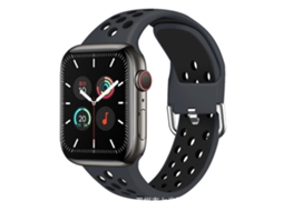 Pulseira de Silicone HALINUI para Apple Watch Series 10/11 com design esportivo respirável, preta