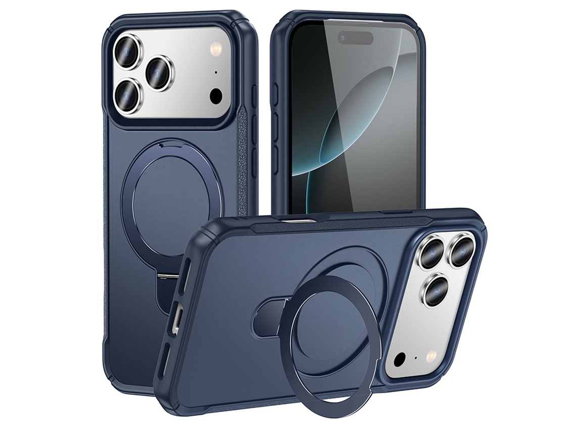 Capa Para Iphone 17 Pro Suporte Magnético Azul Spqment