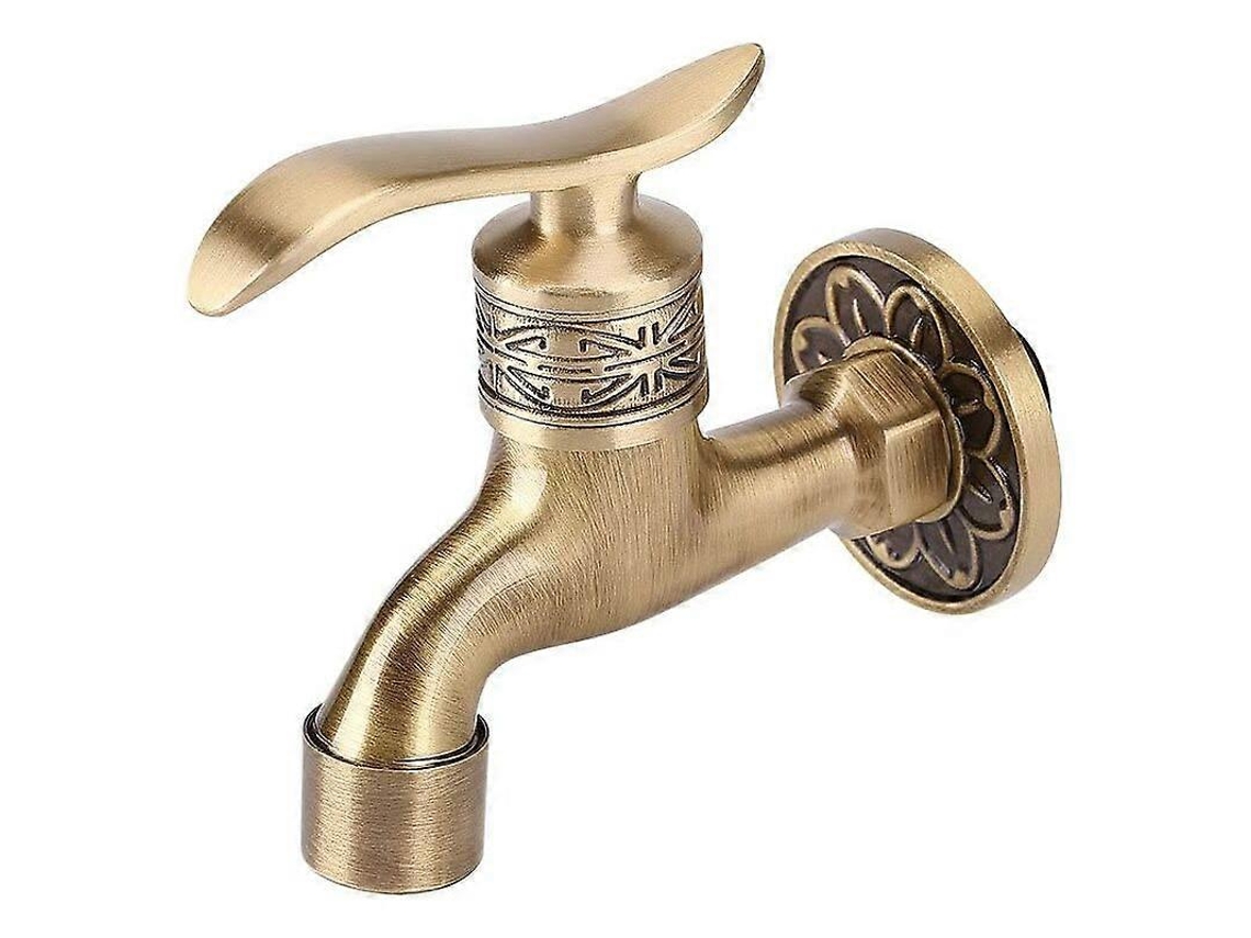 Grifo de Latón Antiguo para Lavadora, Baño, Jardín, Montaje En Pared, Grifo Frío de Manguera Largo, Manija de Latón