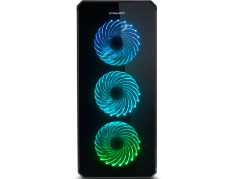 Caixa NOX Hummer TGX RGB — Painéis laterais e frontal em vidro temperado, Filtro magnético de poeira no painel superior, Compartimento isolado de PSU e HDD, Controlador de velocidade de ventoinhas com 3 posições (LOW / STOP / HIGH),