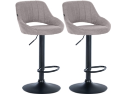 Conjunto de 2 bancos de bar Milet em tecido cinza/metal fosco preto CLP