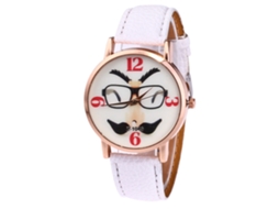 Reloj De Pulsera De Cuarzo Con Correa De Cuero Pu Ilustración Moderna Unisex Zhoulianfa (blanco)