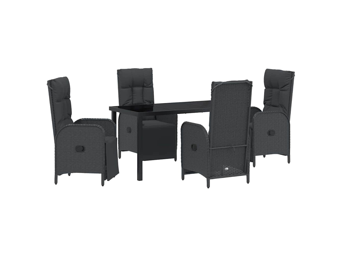 Maison Exclusive - Conjunto De Jantar Para Jardim Com Almofada 5 Pcs Preto Vime Pe