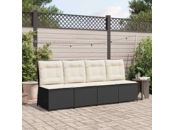 Vidaxl Sofá De Jardim Com Almofada Preto E Branco Creme Vime Pe