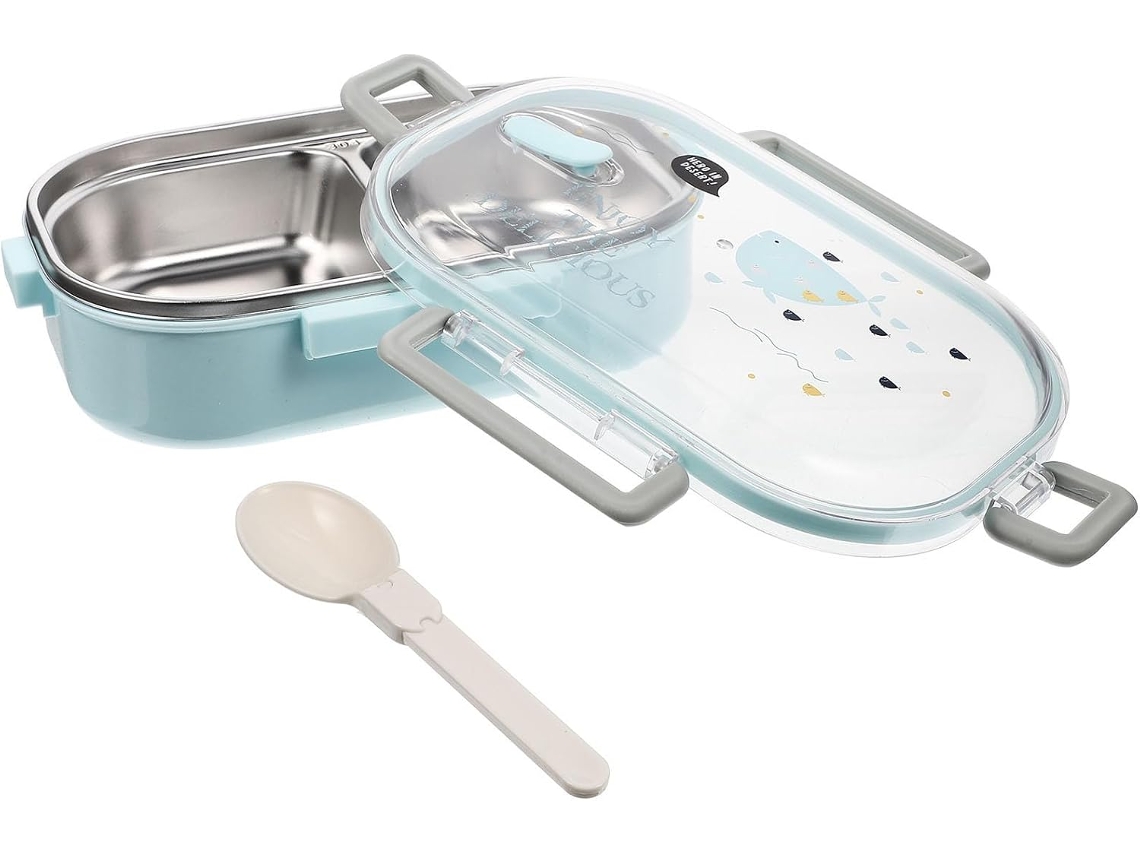 Lancheira E Caixa Bento Fácil De Transportar Com 2 Compartimentos, Em Aço Inoxidável E Hermética, Ideal Para Escola E