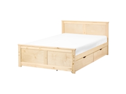 Cama Con 2 Cajones Beliani Dauphin De Madera De Pino Marrón 129x206x82