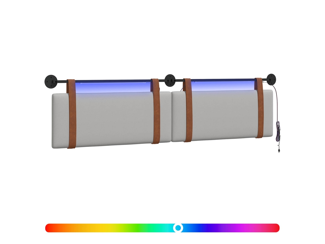 Conjunto 1 Cabeceira Suspensa Vidaxl Cinzento Couro Sintético (210 X 55 X 5 Cm)