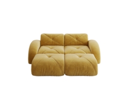 Sofá Modular Amarelo Para Sala, 2 Lugares Com Dois Puffes, Sem Montagem E Antiderrapante, Ideal Para Apartamentos Modernos.