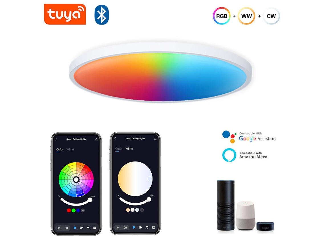 Candeeiro De Teto Inteligente Black-gosund Lb13 De 20 W, 1600 Lm, Led Rgb+cw, 30 Cm, Controlo Por Voz Com Alexa E Google Home