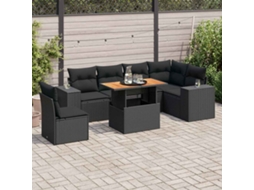 Vidaxl 7 Pcs Conjunto De Sofás P/ Jardim C/ Almofadões Vime Pe Preto
