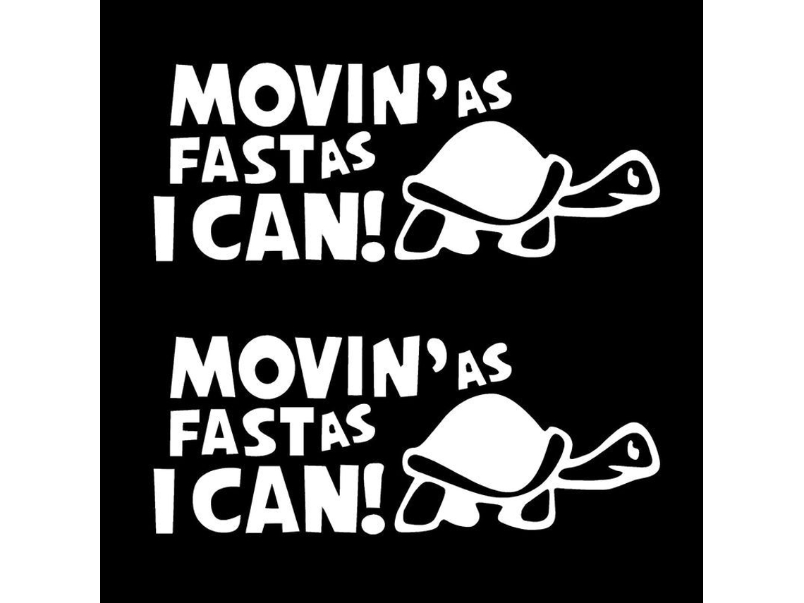 2 Pegatinas De Tartaruga Moving As Fast As I Can Para Carro Impermeáveis Divertidas Autocolantes (branco)