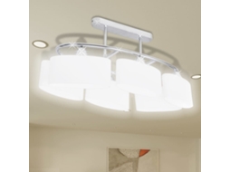 Lâmpada De Teto Com Vidro De Sombras Em Forma Oval Para 6 E14 Bulbos